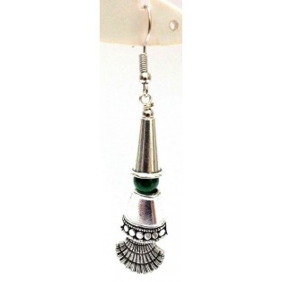 Silver Oxidized Earring Hook Dangle Drop Long - Fashion Novelty Gift - THE FAN 1